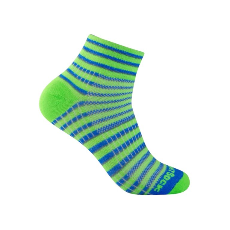Skarpety sportowe Wrightsock Quarter Coolmesh II (cienkie, oddychające, wygodne) zielono-niebiesko-szare - 1 para