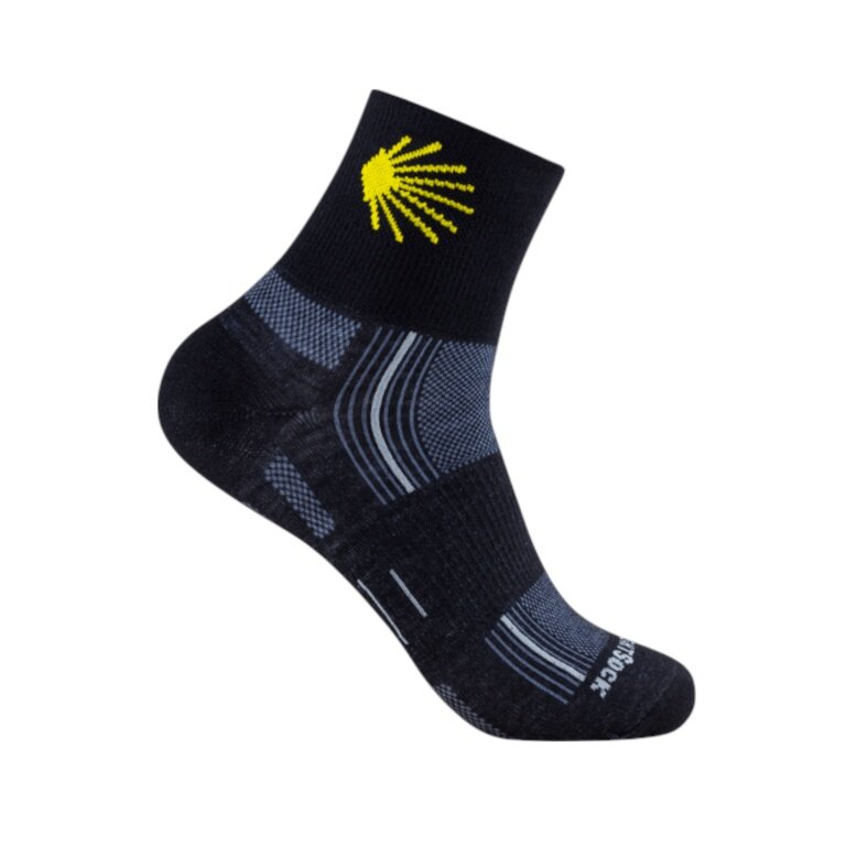 Skarpety sportowe Wrightsock Quarter Stride (wysokie do kostki, średniej grubości, skarpety przeciw pęcherzom) czarne/jakobsweg - 1 para