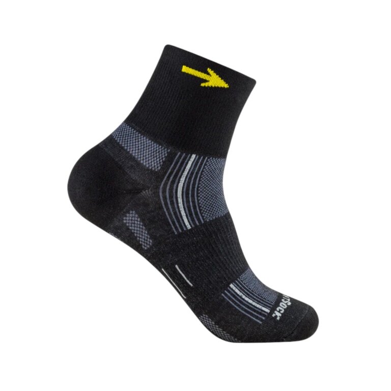 Skarpety sportowe Wrightsock Quarter Stride (wysokie do kostki, średniej grubości, skarpety przeciw pęcherzom) czarne/pilgerpfeil - 1 para