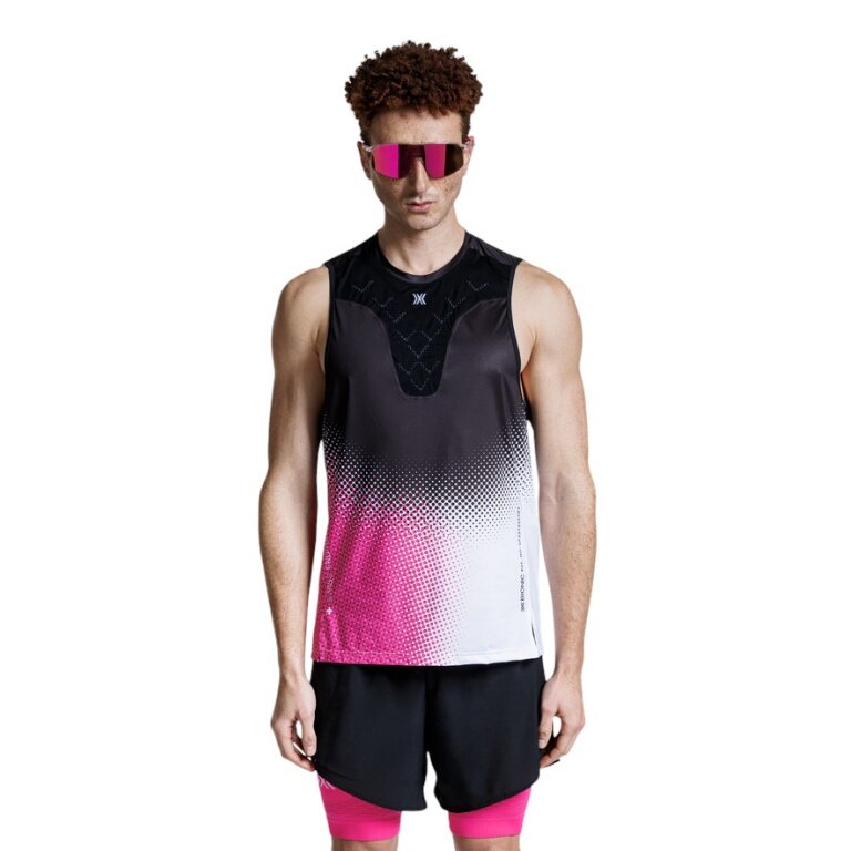 X-Bionic Męski Tanktop do biegania Corefusion Run czarny/neonowy różowy/biały