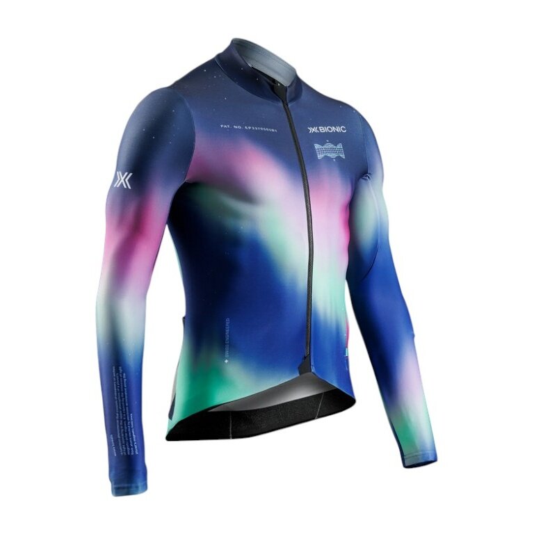 X-Bionic kurtka rowerowa Corefusion Ride Jersey (3 tylne kieszenie, optymalna swoboda ruchów) niebieska/kolorowa męska