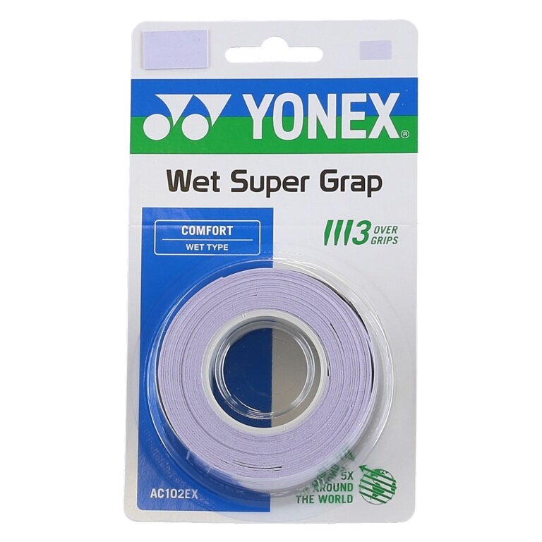 Yonex Overgrip Wet Super Grap 0,6 mm (komfortowy/gładki/lekko klejący) jasnofioletowy 3 szt.