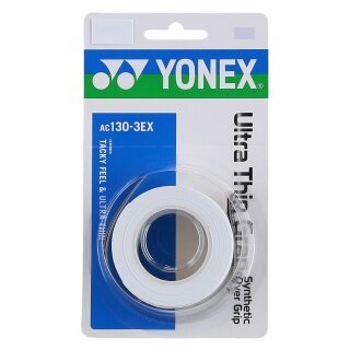 Yonex Overgrip Ultra Cienki Grap 0.4mm (gładkie/bezpośrednie uczucie chwytu) biały 3 szt.