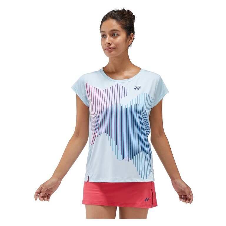 Koszulka tenisowa Yonex Crew Neck US Open 2024 miętowo-niebieska damska