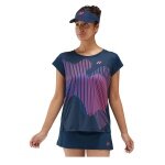 Koszulka tenisowa Yonex Crew Neck US Open 2024 indygo niebieska damska
