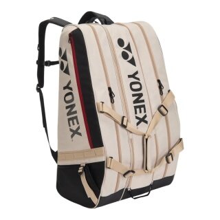 Torba na rakiety Yonex Gearlogic (torba na sprzęt, 3 główne komory, komora na buty) 2026 beżowa 12-sztukowa