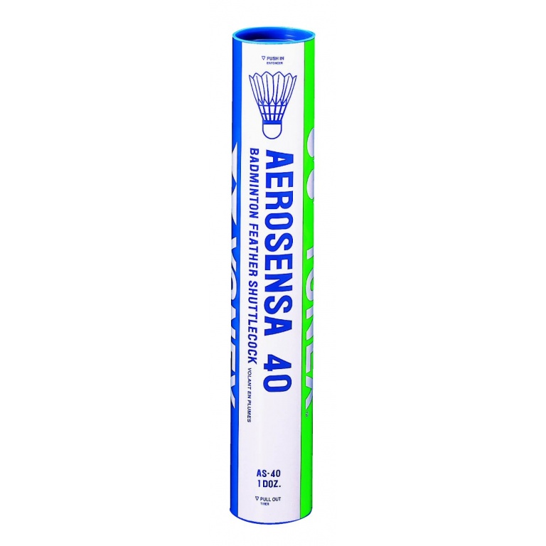 Yonex Piłki do badmintona Aerosensa 40 Premium-pióra gęsiego białe puszka 12 sztuk