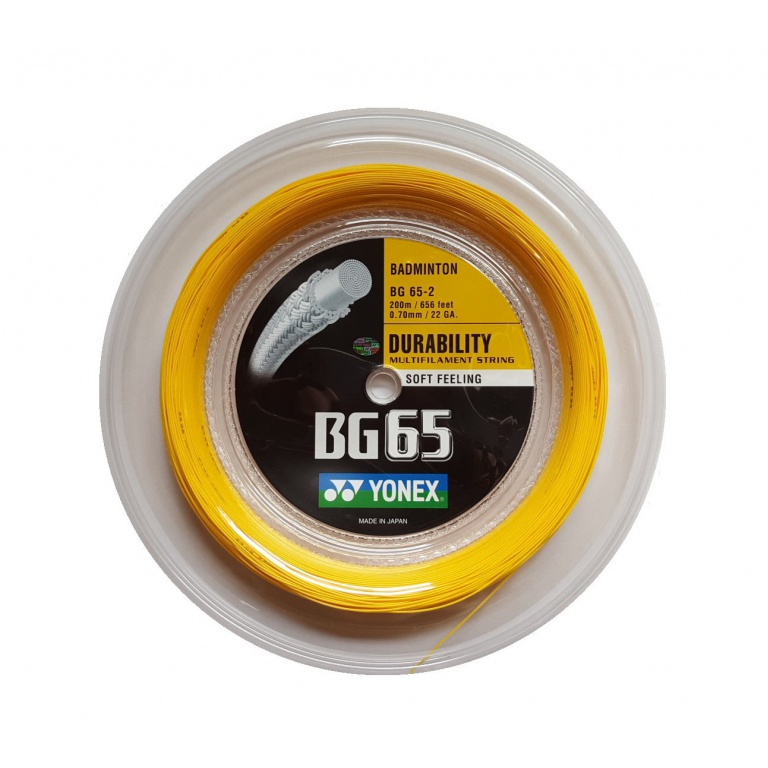 Yonex Sznur do badmintona BG 65 0,70 mm (Uniwersalność+Trwałość) pomarańczowy 200m rolka
