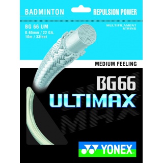 Naciąg z żyłki do badmintona Yonex BG 66 Ultimax biały