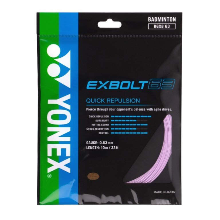 Yonex struna do badmintona Exbolt 63 (kontrola) lawendowa 10m zestaw