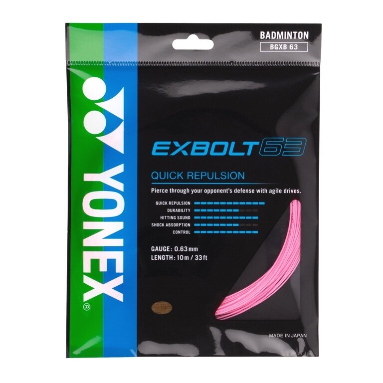 Yonex struna do badmintona Exbolt 63 (kontrola) różowa 10m zestaw