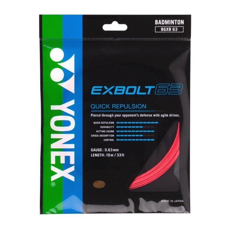 Yonex struna do badmintona Exbolt 63 (kontrola) rubinowa 10m zestaw