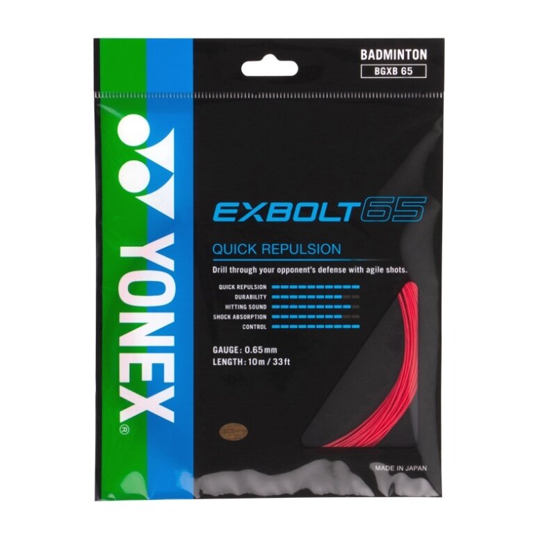 Yonex struna do badmintona Exbolt 65 (kontrola) czerwona 10m zestaw