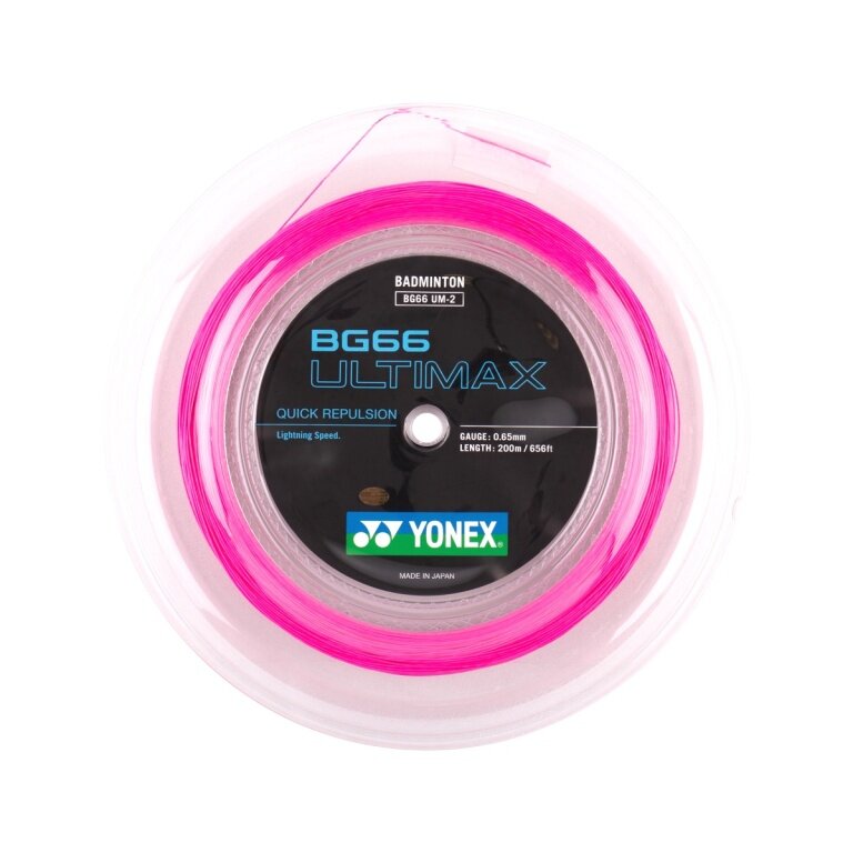 Yonex struna do badmintona BG 66 Ultimax (Moc+Komfort) neon różowa rolka 200m