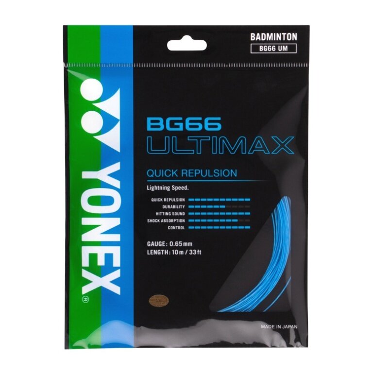 Yonex struna do badmintona BG 66 Ultimax (Moc+Komfort) niebieska 10m zestaw