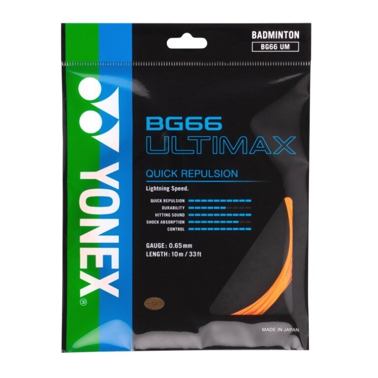 Yonex struna do badmintona BG 66 Ultimax (Moc+Komfort) pomarańczowa 10m zestaw