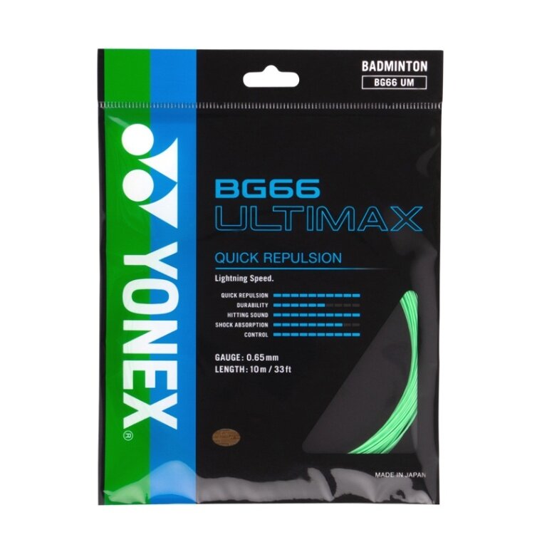 Yonex struna do badmintona BG 66 Ultimax (Moc+Komfort) pastelowa zieleń 10m zestaw