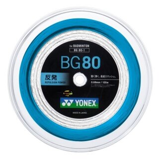 Yonex struna do badmintona BG80 (kontrola + dotyk) jasnoniebieska 200m rolka