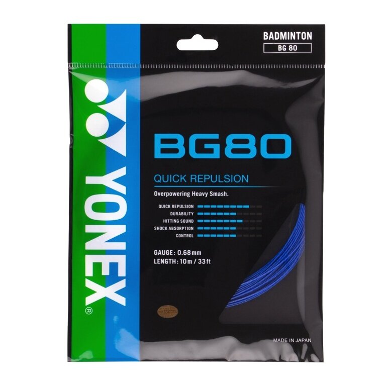 Yonex struna do badmintona BG80 (kontrola + dotyk) niebieska królewska 10m zestaw