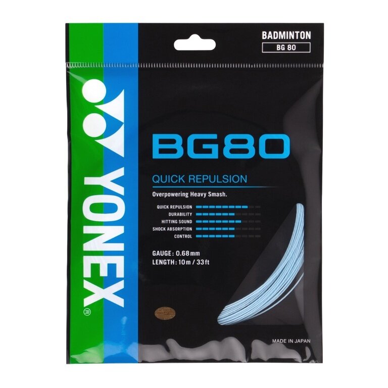 Yonex struna do badmintona BG80 (kontrola + dotyk) niebieska 10m zestaw