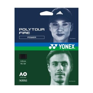 Nawleczka z żyłką tenisową Yonex Poly Tour Fire (trwałość + moc) czarna