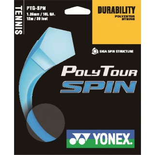 Nawlekanie z użyciem struny tenisowej Yonex Poly Tour Spin 1,25 mm jasnoniebieskiej