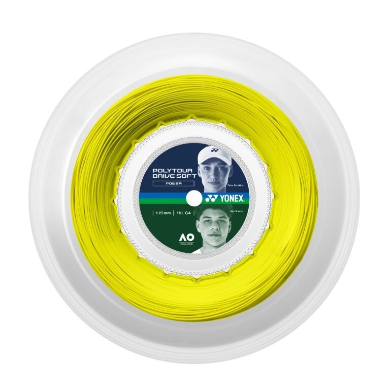 Yonex Sznur tenisowy Poly Tour Drive Soft 1.25 (Trwałość+Kontrola) żółty 200m rolka