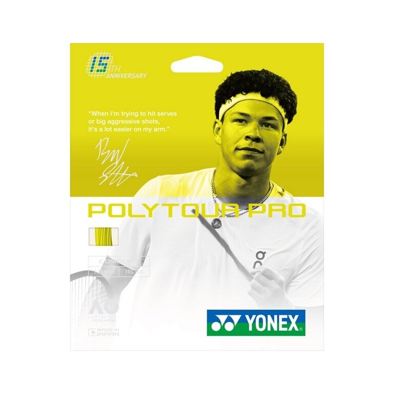 Yonex struna tenisowa Poly Tour Pro Limited Edition 1.25 (trwałość + dotyk) żółta 12m zestaw