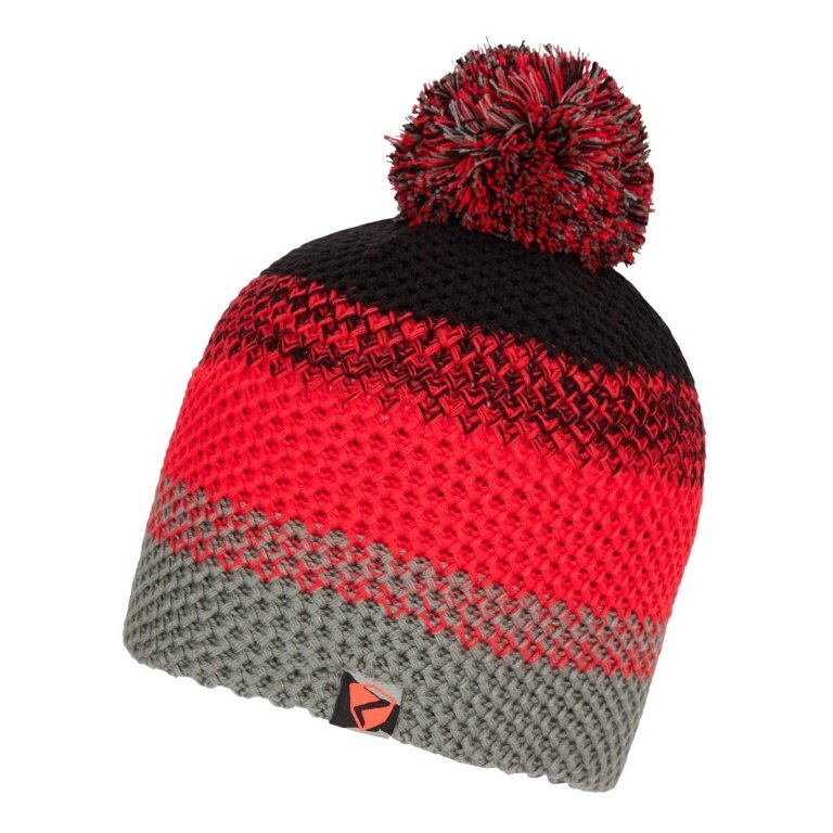 Ziener Czapka dzianinowa Ishi (ciepła, polarowa podszewka, elementy odblaskowe) czerwono/szara dziecięca
