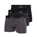 adidas bielizna bokserki trunk Active Flex Cotton czarny/szary mężczyźni - 3 sztuki