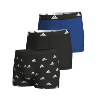 adidas bielizna bokserki trunk bawełnowe czarne/niebieskie - 3 sztuki