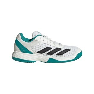 adidas buty tenisowe Courtflash Allcourt 2025 białe/teal niebieskie dla chłopców