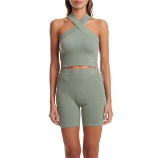 adidas Spodenki Funkcyjne Lounge Short (bezszwowe, struktura rib) krótkie zielone damskie