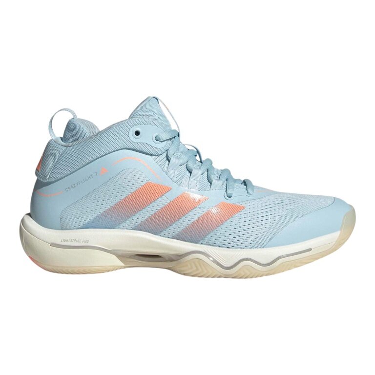 adidas halowe buty do tenisa CrazyFlight 7 Mid jasnoniebiesko/pomarańczowe damskie