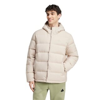 adidas zimowa kurtka puchowa Helionic z kapturem (odporna na wiatr i wodę) beżowa męska