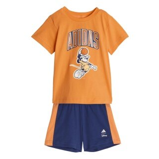 adidas dres Disney Miki Mouse (koszulka i krótkie spodenki) pomarańczowy/ciemnoniebieski dla małych dzieci