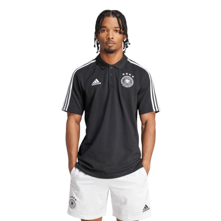 adidas Sportowe Polo DFB DNA 3-Pasy (Niemcy) czarne Mężczyźni