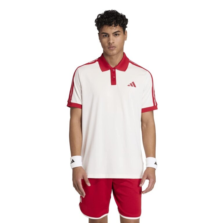 adidas Polo tenisowe Classics 2026 biało-czerwone męskie