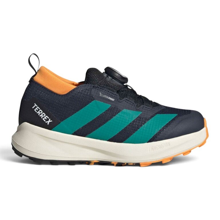 adidas buty do biegania w terenie Terrex Agravic Boa 2026 (system sznurowania BOA) czarne/niebieskie/pomarańczowe dziecięce