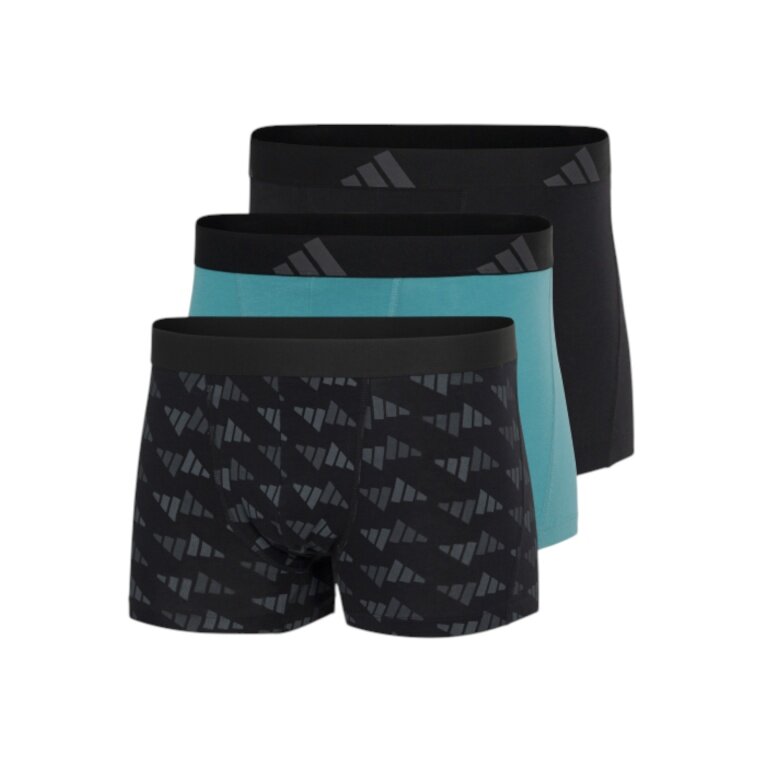 adidas bielizna bokserki Trunk Active Flex Cotton czarny/teal niebieski męskie - 3 sztuki