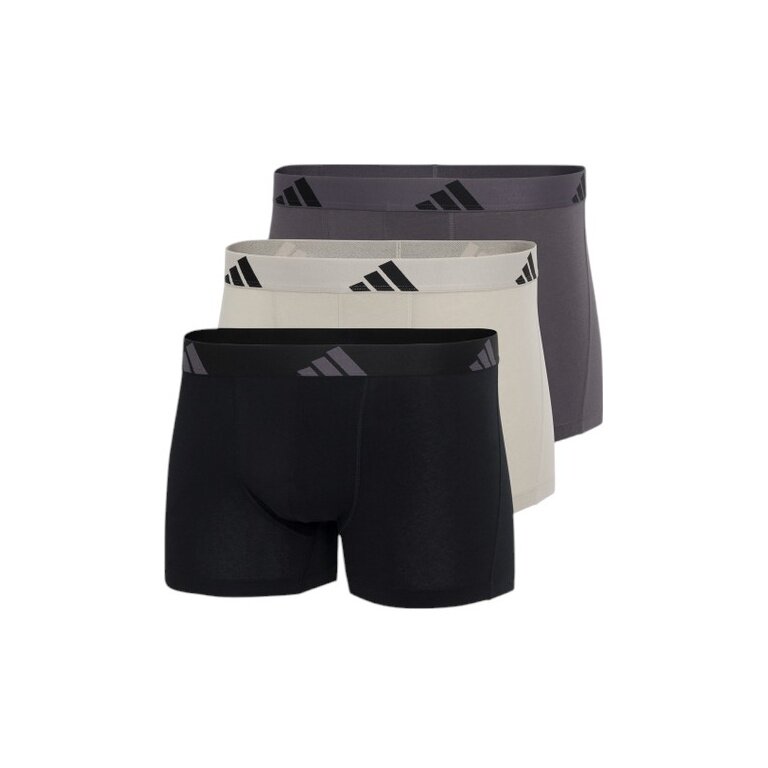 adidas bielizna bokserki trunk Active Flex Cotton czarny/beżowy/szary męskie - 3 sztuki