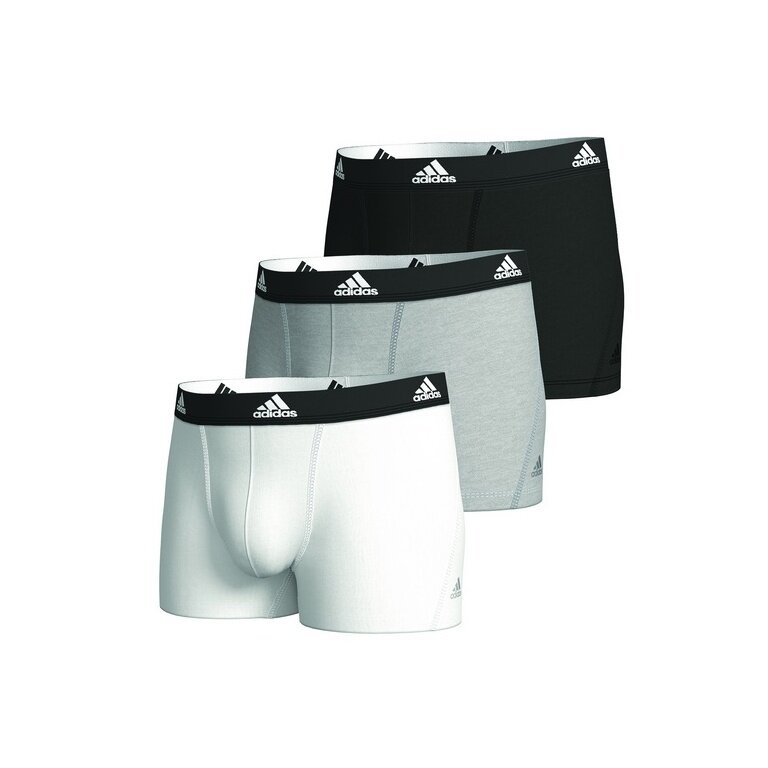 adidas bielizna bokserki Trunk bawełnowe szary/biały/czarny - 3 sztuki