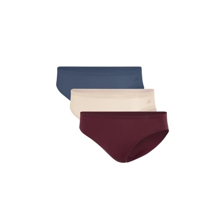 adidas bielizna slip bikini (idealne dopasowanie) burgund/beż/niebieski damska - 3 sztuki