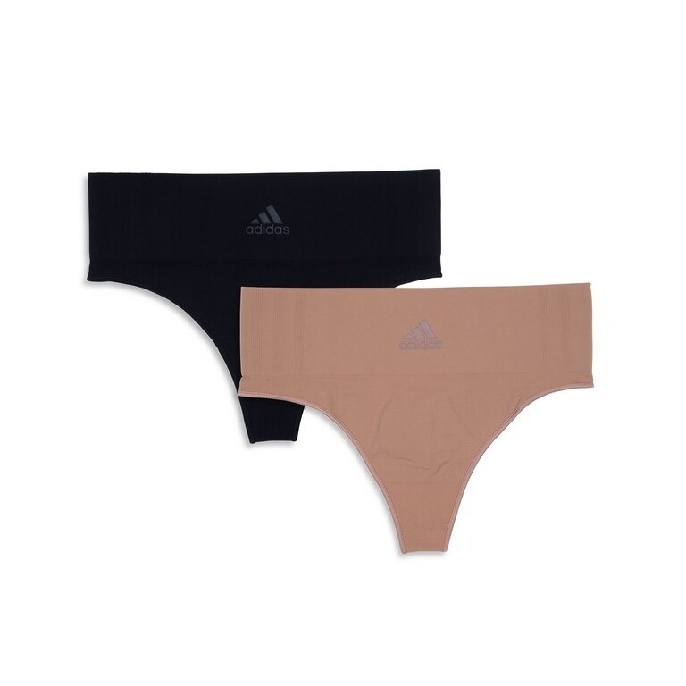 adidas Bielizna Slip Thong (idealne dopasowanie) beżowo/czarny Damskie - 2 sztuki