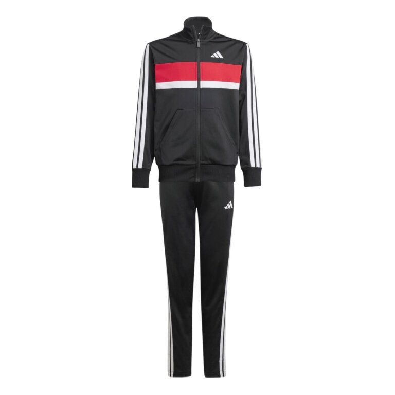 adidas dres treningowy Seasonal Essentials Tiberio 3-pasy czarny/biały/czerwony dziecięcy