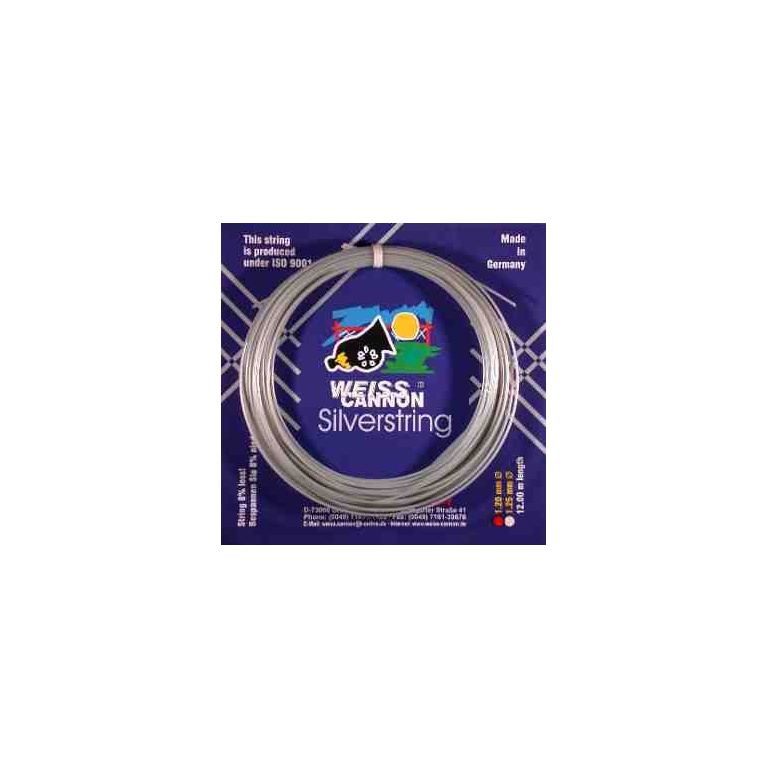 WeissCannon Sznur tenisowy Silverstring (Trwałość+Siła) srebrny 12m Zestaw