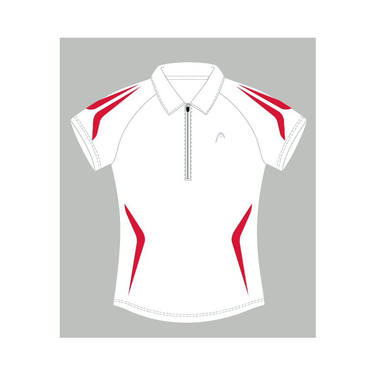 Head Polo Zip biały/czerwony Damski (Rozmiar S)