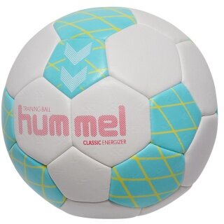 hummel piłka ręczna hmlClassic Energizer HB (rozmiar 1) biało-niebiesko-żółta - 1 sztuka