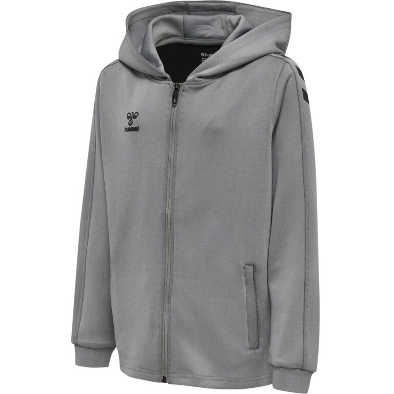 hummel Sportowa kurtka z kapturem hmlCORE XK Poly Zip Hood Sweat (materiał poliestrowy) szara dziecięca