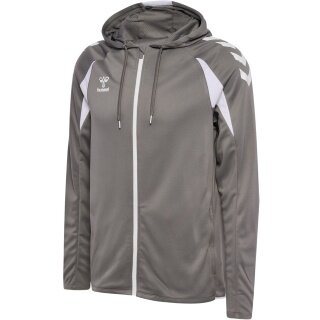 hummel Bluza z kapturem hmlCORE 2.0 Full-Zip (100% recyklingowany poliester) szaro/biała Mężczyźni